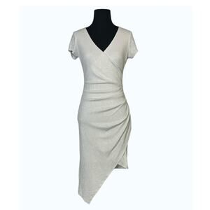 I.N. San Francisco white glitter stripes faux wrap dress size 3